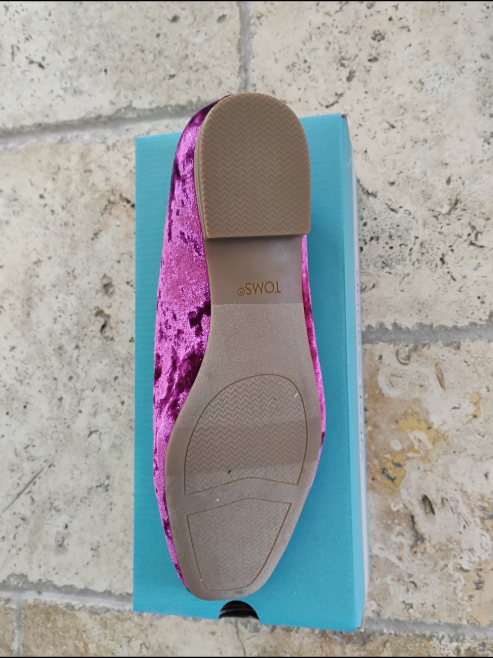 Toms Velvet Ballet Flats in Berry Magenta - Picture 2 of 5